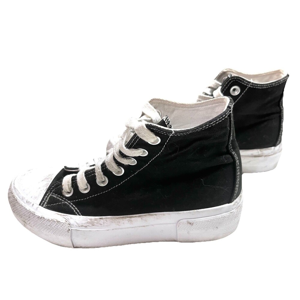 No Boundaries Women’s Platform High-Top Sneakers Black Lace-Up Shoes Size 7.5